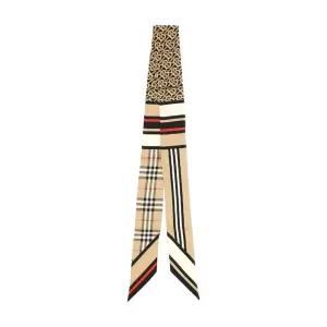 25FW 버버리 여성 몽타주 트윌 방도 실크 스키니 스카프 베이지 8037017 A7026