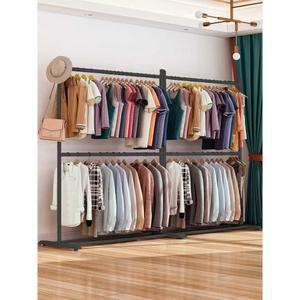 이단행거 옷 옷걸이 감성우드 2단 블랙길이 원목