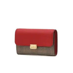 갤러리아 DCWA5F856 닥스 레드 체크 장식 포인트 소가죽 배색 중지갑