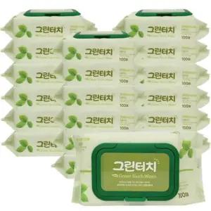 그린터치 물티슈 100매 캡형 30개입 대용량물티슈 물티슈30팩 물티슈캡형 두꺼운물티슈 청소물티슈