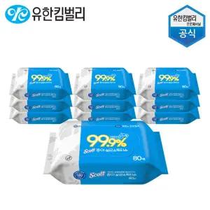 유한킴벌리 살균 소독 티슈 친환경 생분해 알콜 세정 차량용 소독용 청소용 종이 물티슈 80매 10팩 386480