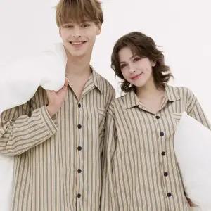 코튼라이크 헤이즐 긴팔 커플 잠옷 세트