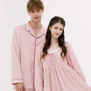 실크핏 리틀도트 긴팔 잠옷 원피스