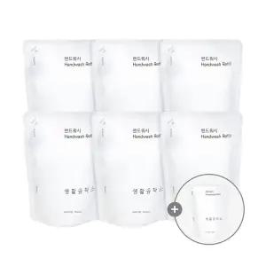 [생활공작소][EVENT] 핸드워시 손세정제 리필 400ml 6개 (+200ml 1개 추가증정) / (파우더향/청포도향 택1)