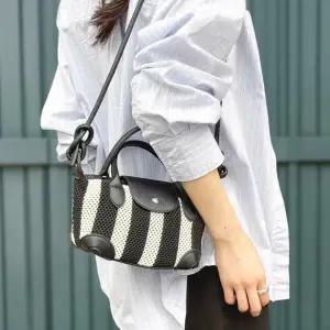 아트박스/신상오픈런 여성 유니크 스트라이프 니트 토트백 크로스백