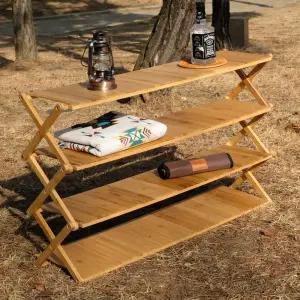 밴프 와이드100 우드쉘프 4단 캠핑 거실 접이식 수납장 진열대