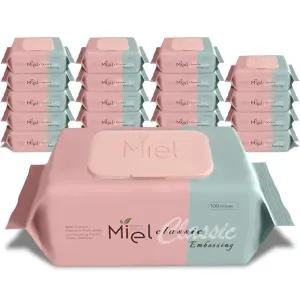 미엘 물티슈 클래식 엠보싱 캡형 100매 20팩 평량50g 저자극 안전한 순한 대용량