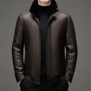 엘럽 남자 항공 점퍼 겨울옷 가죽재킷 캐주얼 밍크털 탈부착 숄카라 보온성 가죽패딩 힛템