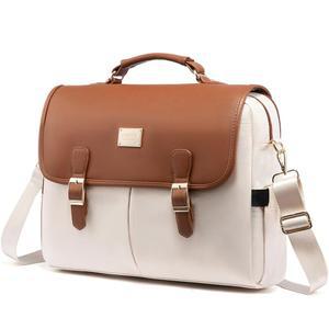 LOVEVUOK 여성용 노트북 가방, 15.6인치 대용량 컴퓨터 서류 가방 케이스, 크로스바디 메신저백, 여행 선물용 사무용 업무 지갑, 브라운베이지