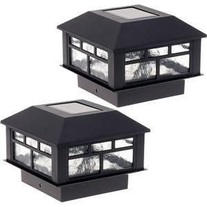 그린라이팅 모던 솔라 트 캡 라이트는 4x4 목재 4x4 및 5x5 PCV/비닐 야외 태양광 조명 펜스 트 조경 데크 정원 밝은 LED 방수 블랙 2팩에 맞습니다
