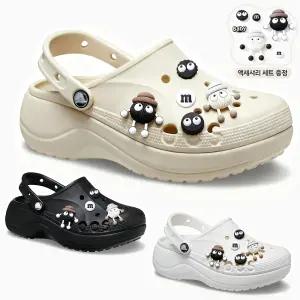 크록슬리퍼 클래식 플랫폼 여성 스포츠 샌들 + 액세서리 세트