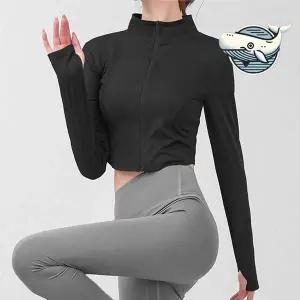 [콩심팥심]스포츠 크롭집업 블랙 헬스 요가 활동복 운동용