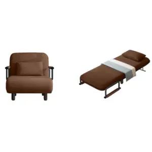 1인용 접이식 쇼파 의자 낮잠 가죽소파 가정용 라운지 체어 침대 겸용 소파베개 사무실