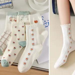 여성 중목 양말 귀여운 봄 5켤레 세트가을 겨울 선물용 학생 패션 삭스
