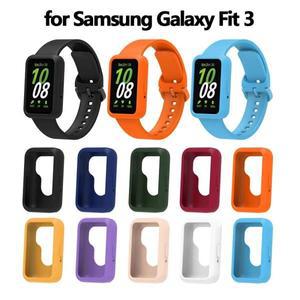 삼성 갤럭시 핏 3 용 실리콘 스트랩 + 케이스 밴드 액세서리 스마트 시계 교체 범퍼 쉘 커버