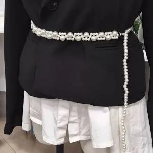 진주 두줄 체인벨트 여성 패션 소품 악세서리