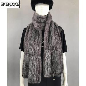 퍼 목도리 넥워머 여성 패션 핸드 니트 밍크 모피 스카프 천연 머플러 레이디 겨울 따뜻한