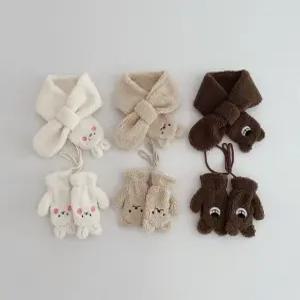 겨울방한 아동 애니멀 뽀글 장갑 목도리 어린이 유아