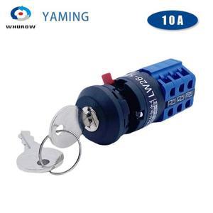 LW26-10/3S 단일 구멍 장착 16.5mm 회전 전환 캠 스위치 잠금 키 듀얼 전원 공급 장치 모터 정방향 및 역방