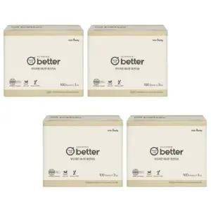 깨끗한나라 better 부드러운 대나무 로션티슈 100매 3입 4팩 촉촉한 부드러운 저자극 화장지