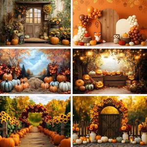 가을 수확 사진 촬영 스튜디오 가족 축제 배너 추수감사절 배경 인쇄 맞춤 제작