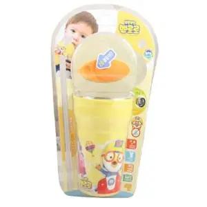 뽀로로 흘림방지 스텐빨대컵(옐로) 유아용 아동 아기 물컵 보온보냉 텀블러