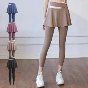 [골드스마일]여성 4컬러 절개 레깅스 일체형 스커트 요가 필라테스
