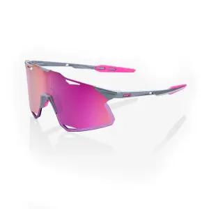 100% HYPERCRAFT 스포츠 퍼포먼스 프레임리스 선글라스 (글로스 라이트 그레이 - 퍼플 멀티레이어 미러 렌