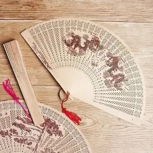 고품질 나무향 전통 부채 접이식 여름 나무 판촉 (WFBA0D1)