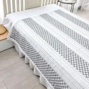 여름이불 국내제작 라인 시어서커 화이트 체크 홑이불