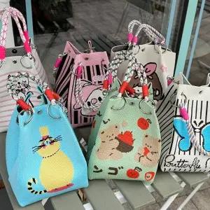 [아도라하우스]어반백 여성니트백 스퀘어 고리 칼라끈 니트백_캐릭터URB_W029