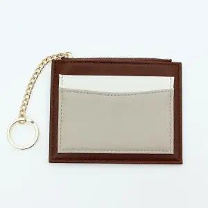 [하프클럽/]클로닛 슬림 카드 지갑 브라운 컬러 키링 교통카드 홀더