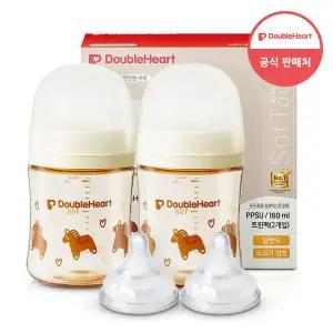 [더블하트] 모유실감 3세대 PPSU 헬로베이비 말랑이 160ml 트윈팩+3세대 젖꼭지(2입)