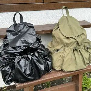 여성 스트링 백팩 캐주얼 외부포켓 대비 텍스처 가방