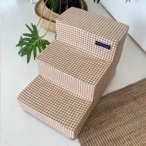 어니스트 애견 3단계단 체크 화이트브라운 (WFKML0S)