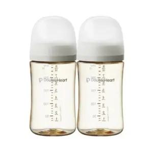 더블하트 젖병 240ml 트윈팩 젖꼭지 6개 세트 베이지