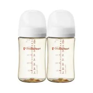 더블하트 젖병 240ml 트윈팩 젖꼭지 6개 세트 화이트