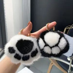 고양이발 곰발바닥 털키링 백참 가방꾸미기 (WFKMMLU)