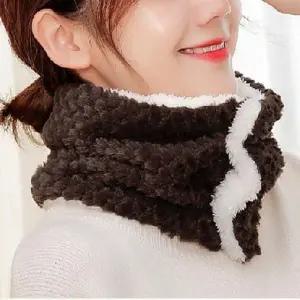 방한용품 겨울 양면 넥워머 투버튼 퍼목도리 기모