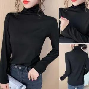 여자 데일리 반폴라 겨울 레이어드 긴팔 이너 코디