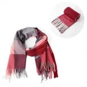 머플러 체크목도리 포인트 믹스레드 여성 겨울