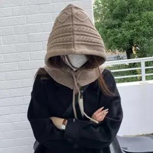 데이트 니트 겨울 목도리 여자 바라클라바 후드 코디