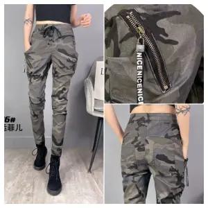 봉숙이 더블진카모 2025 겨울 기모 신상 따뜻한 여성 스판 허리 밴딩 여자 배기 면 고무줄 팬츠 밀리터리 군복 군용 색 베기 9부 긴 바지