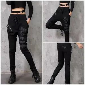 봉숙이 스타일 2025 겨울 기모 신상 따뜻한 여성 스판 허리 밴딩 여자 배기 면 고무줄 팬츠 블랙 검정 색 베기 9부 긴 바지