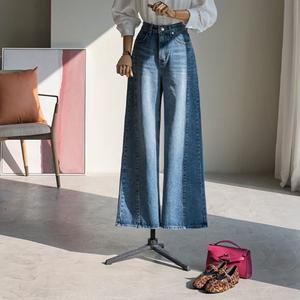 (안나앤플러스) A. 렉스 사선 절개 와이드 데님[데님D0115P02] 빅사이즈