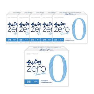 순수한면 제로 생리대, 중형 16입, 6개