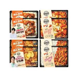 온더고 편스토랑 세트4(치즈닭갈비덮밥2,갈비덮밥2,마라툼바오돌뼈2,오징어제육2)