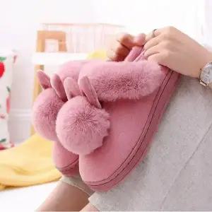 토끼 털방울 털슬리퍼 여성 털실내화 보온 거실화 실내화 실내 겨울 슬리퍼 방한화