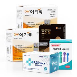 DW이지첵 혈당시험지 100+침100매+솜100+상처밴드