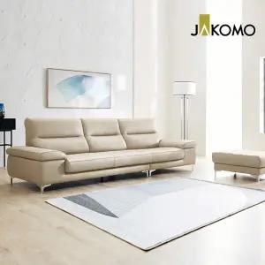 [자코모] 노바 4인 천연면피 소가죽 소파+스툴 (굿럭템)